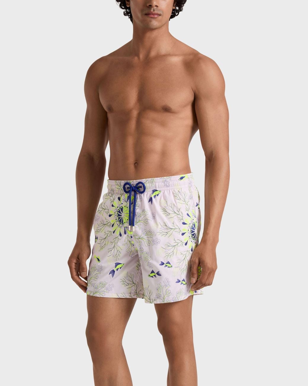 Vilebrequin Gray Embroidered Swim Shorts Coral Mandala for men
