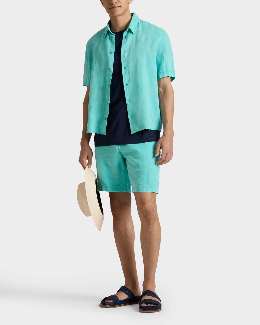 Vilebrequin Green Mineral Dye Linen Bermuda Shorts for men