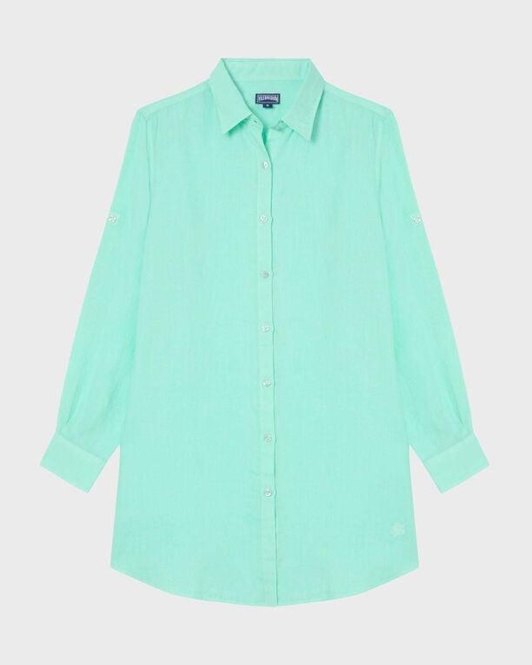 Vilebrequin Green Linen Shirt Dress Solid