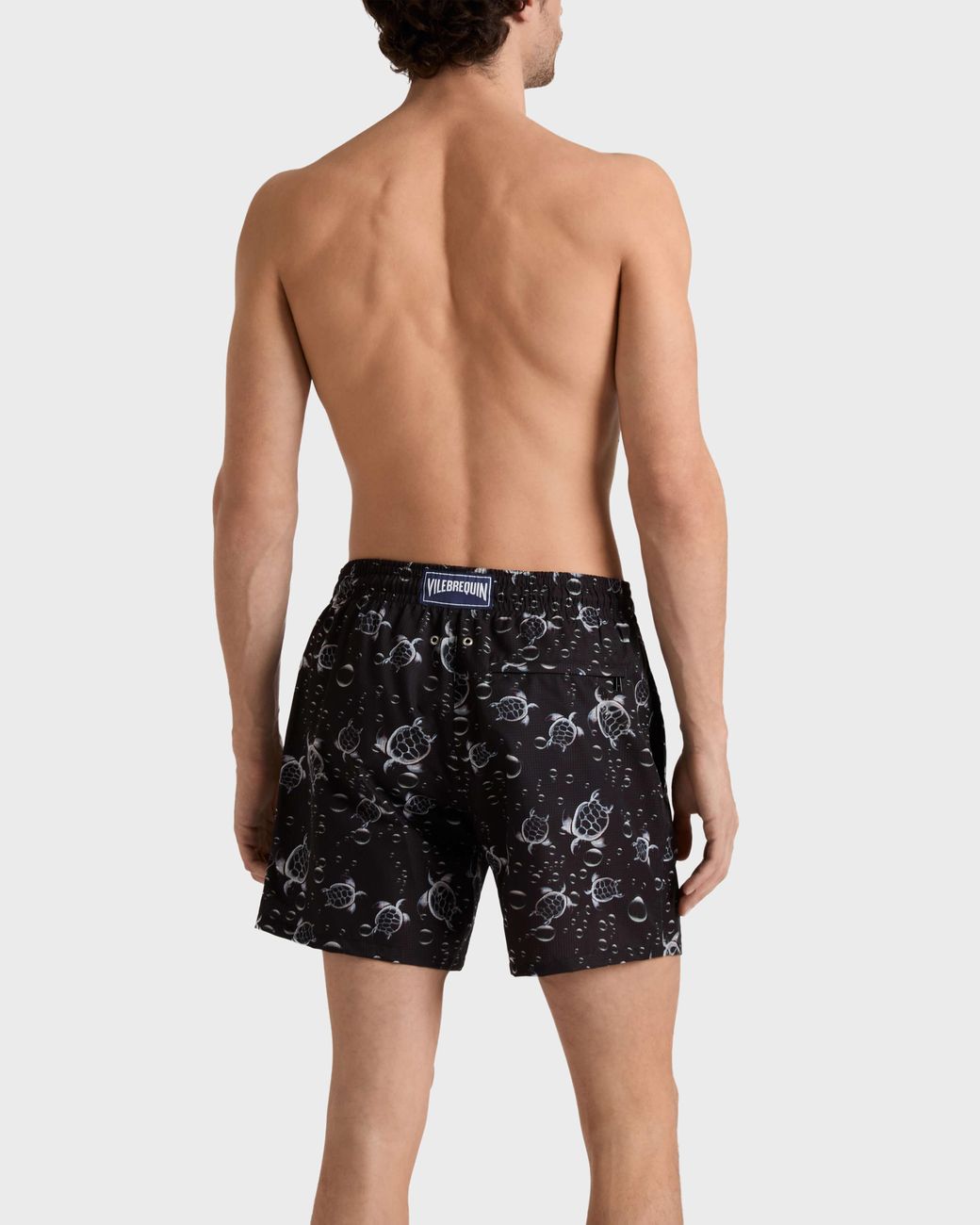 Vilebrequin Black Micro-Perforated Ultra-Light And Packable Swim Shorts Bubble Turtles 3D for men