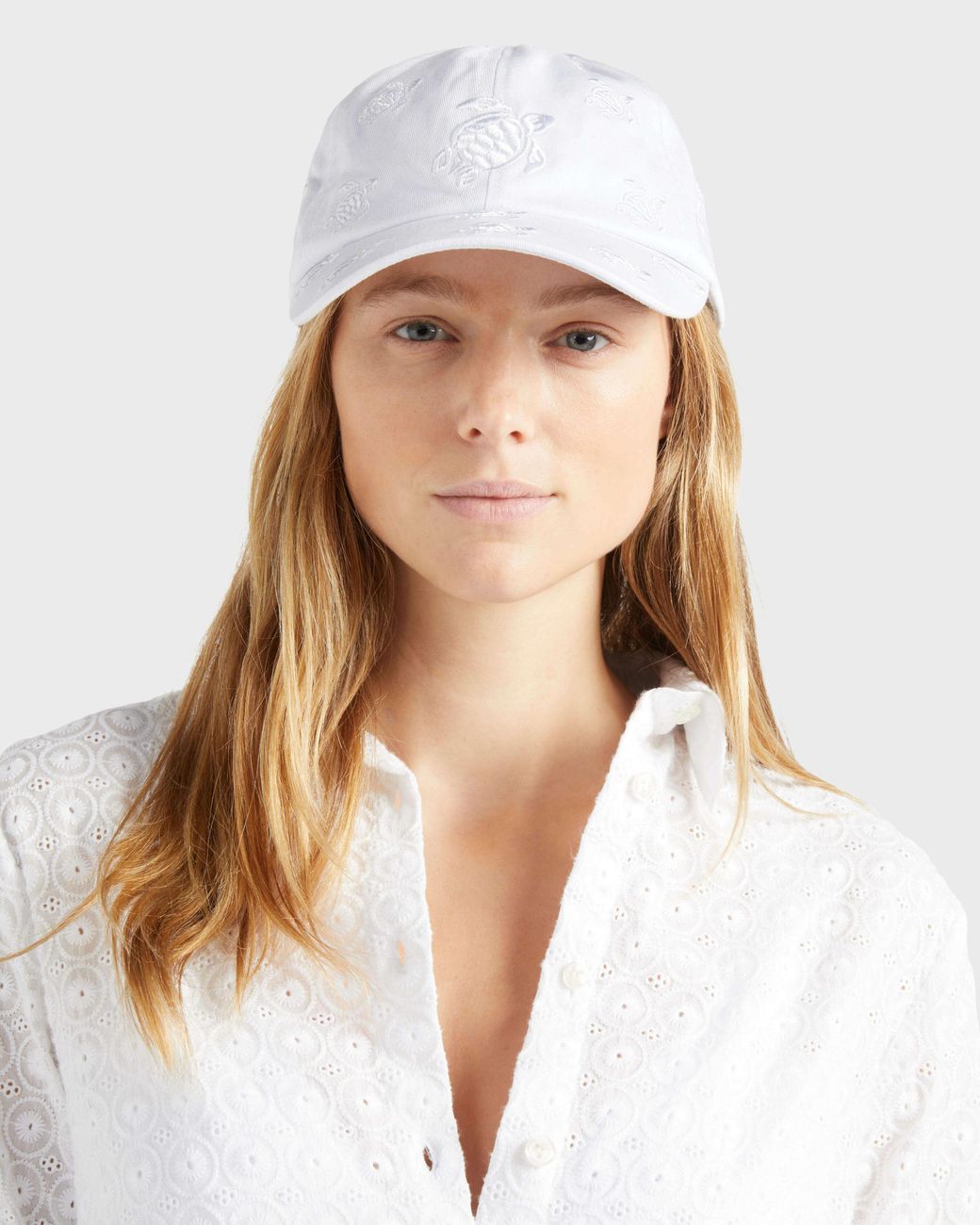 Vilebrequin White Embroidered Cap Turtles All Over for men