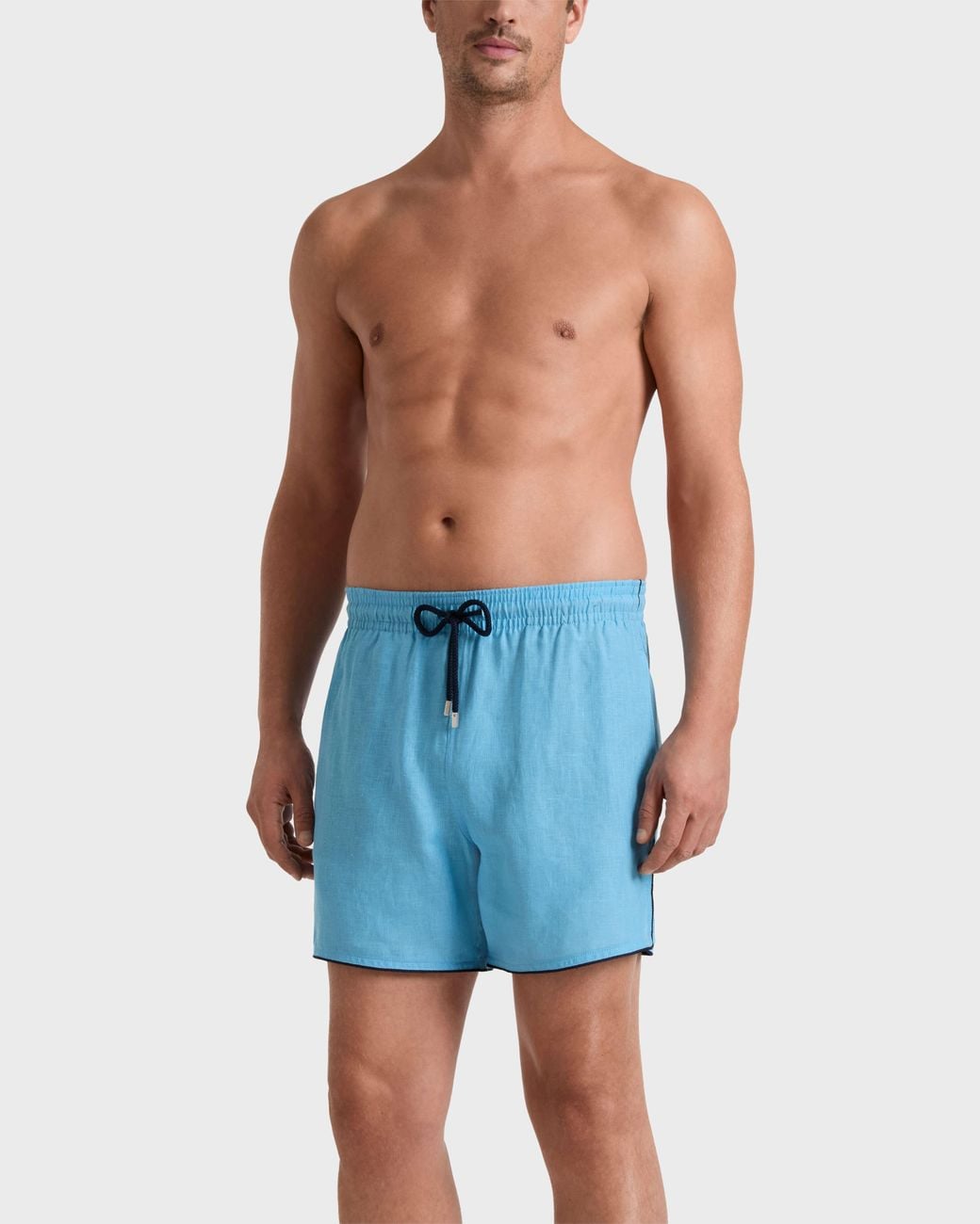 Vilebrequin Blue Linen Swim Shorts Solid for men