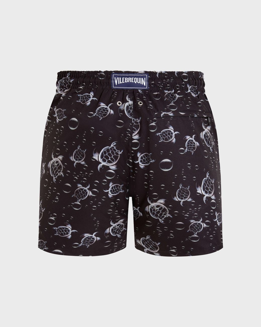 Vilebrequin Black Micro-Perforated Ultra-Light And Packable Swim Shorts Bubble Turtles 3D for men
