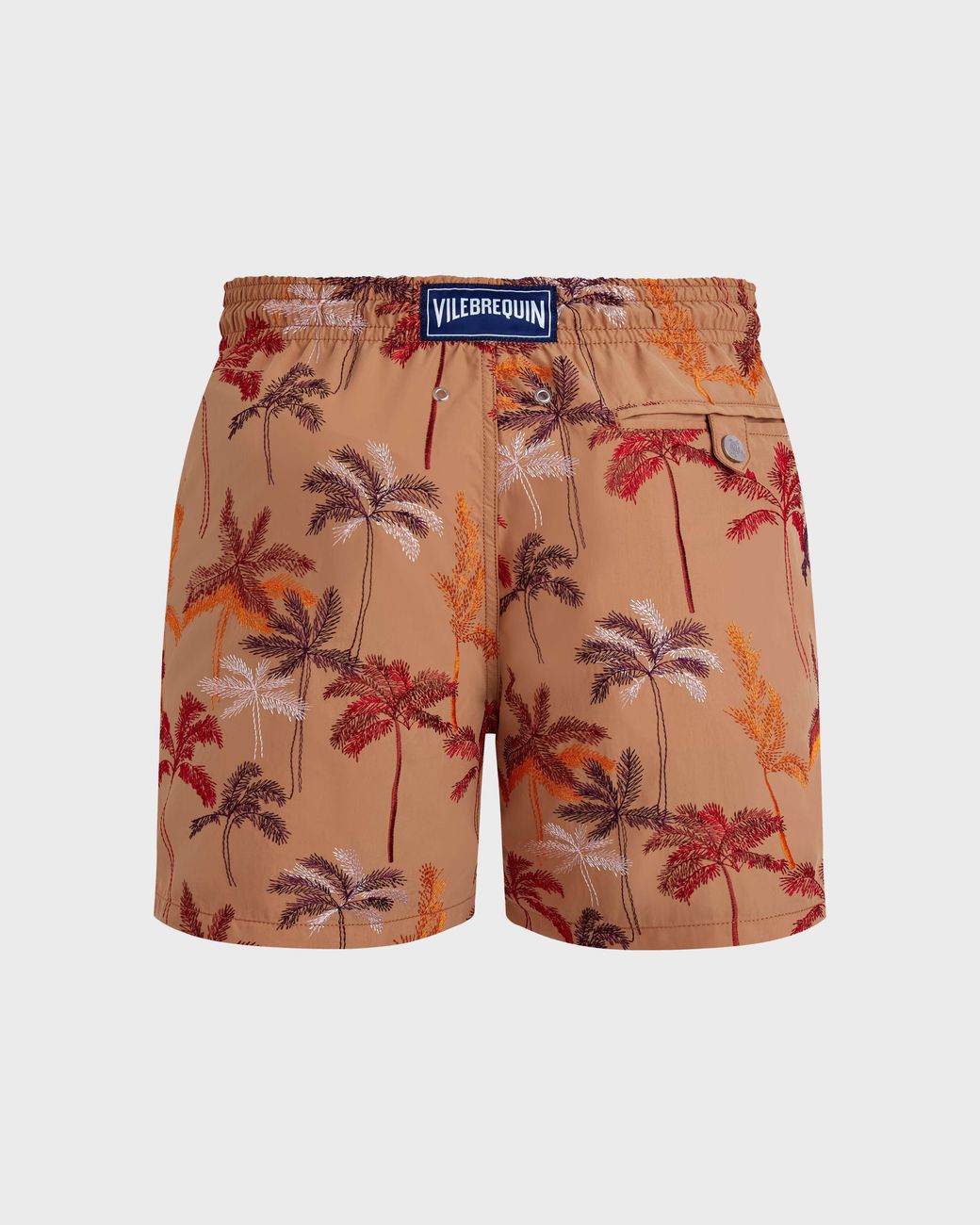 Vilebrequin Orange Swim Shorts Embroidered Palm Offset for men