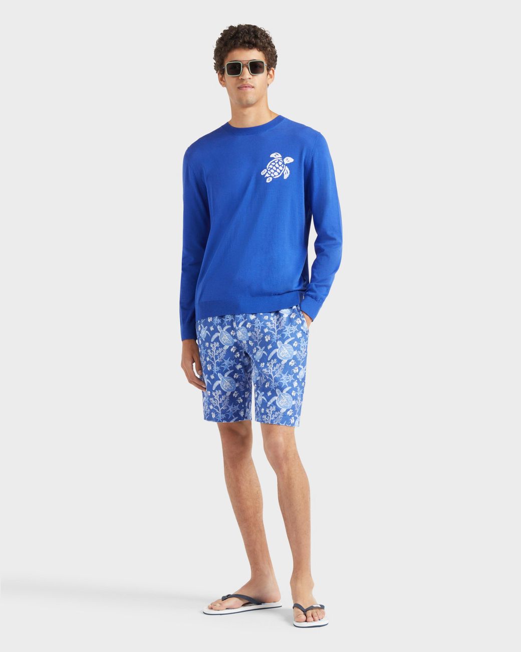 Vilebrequin Blue Cotton Sweater Turtle for men