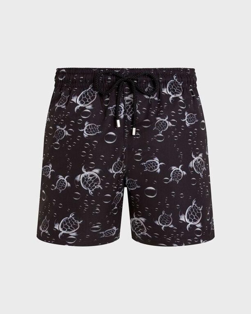 Vilebrequin Black Micro-Perforated Ultra-Light And Packable Swim Shorts Bubble Turtles 3D for men