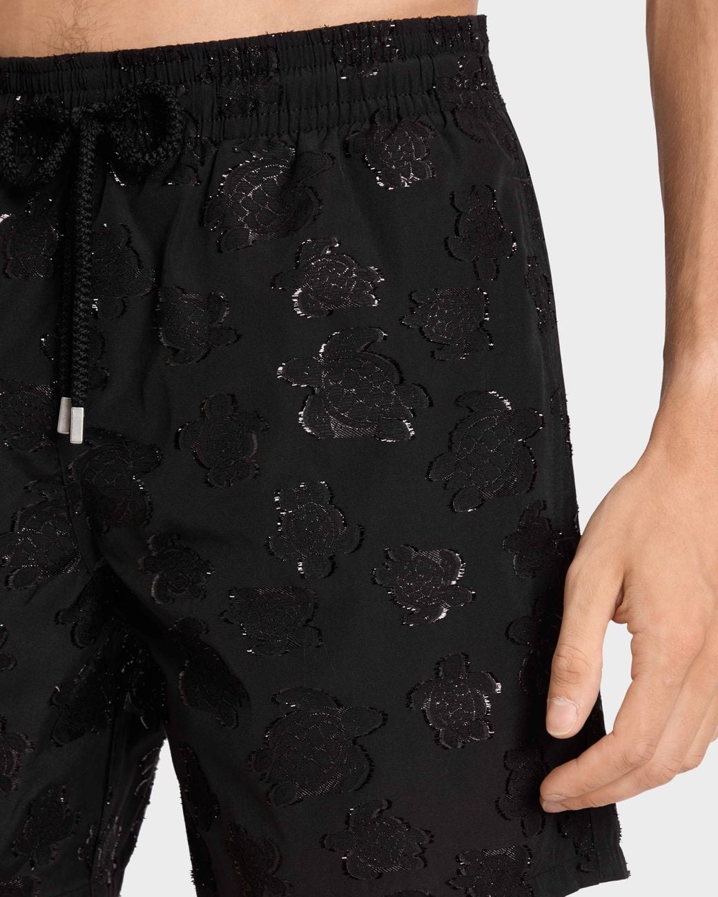 Vilebrequin Black Swim Shorts Ronde Des Tortues Jacquard Broché for men