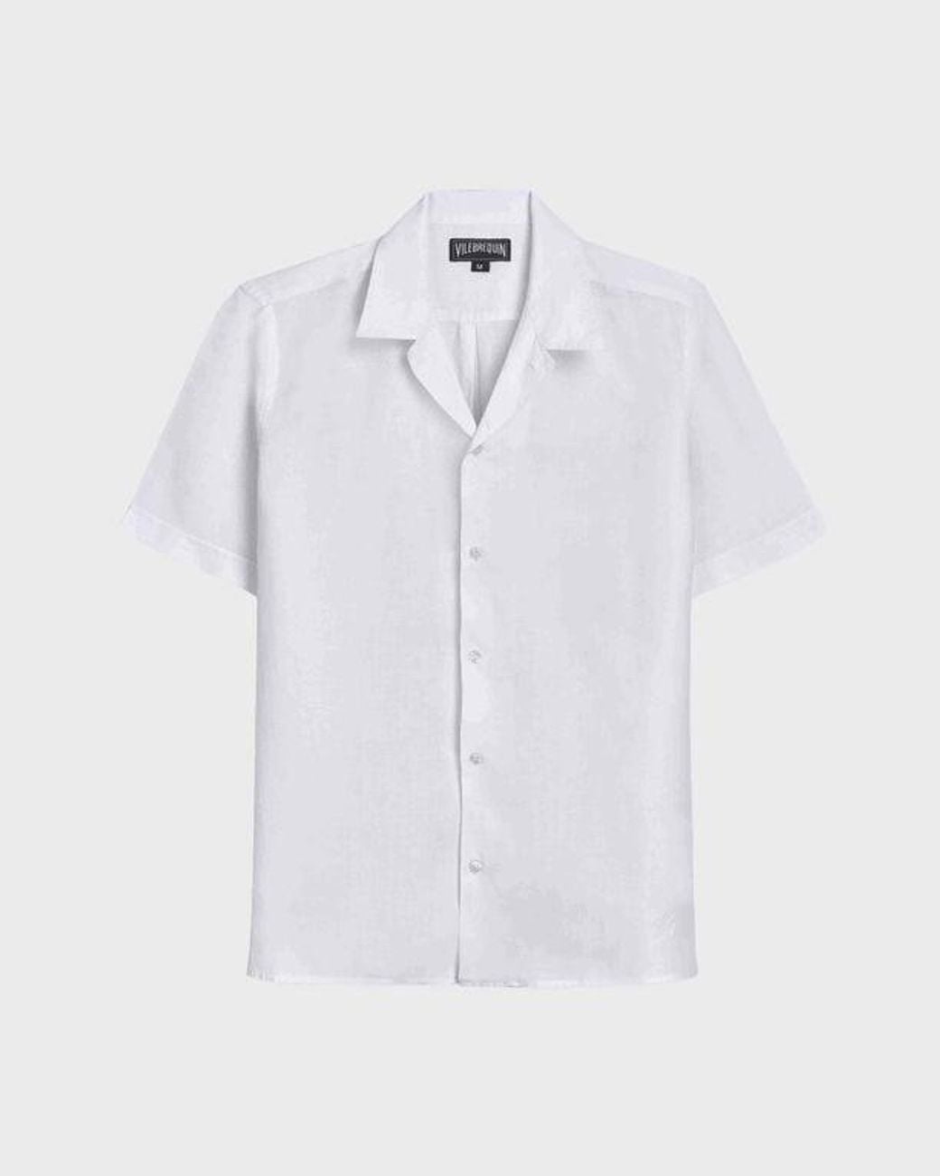 Vilebrequin White Short-Sleeve Linen Shirt Solid for men