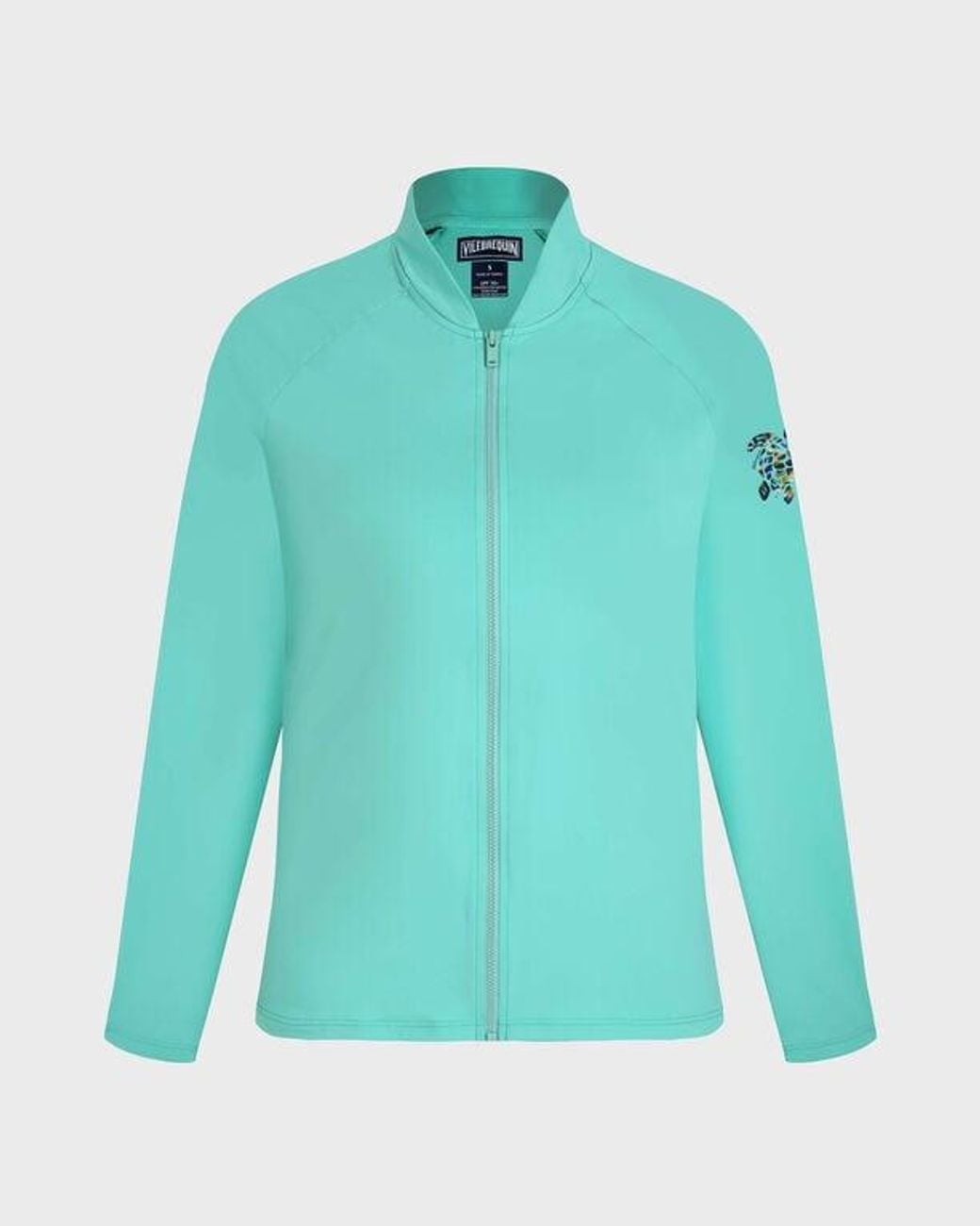 Vilebrequin Blue Zipped Long Sleeves Rashguard Top Solid