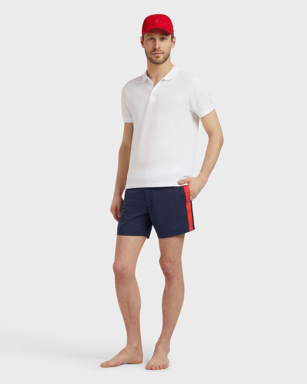 Vilebrequin Blue Stretch Swim Shorts Flat Belt Color Block for men