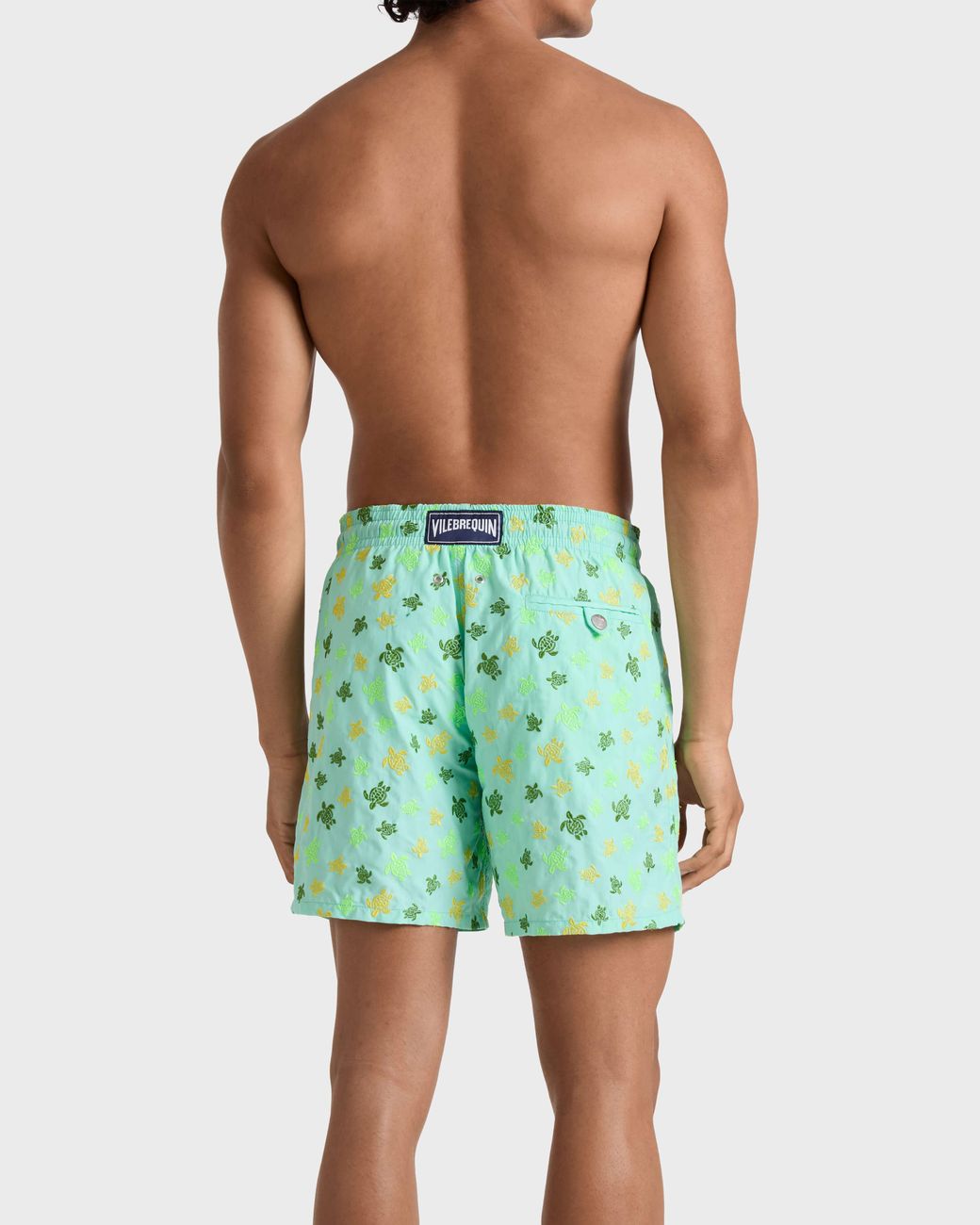 Vilebrequin Green Swim Shorts Embroidered Micro Ronde Des Tortues for men