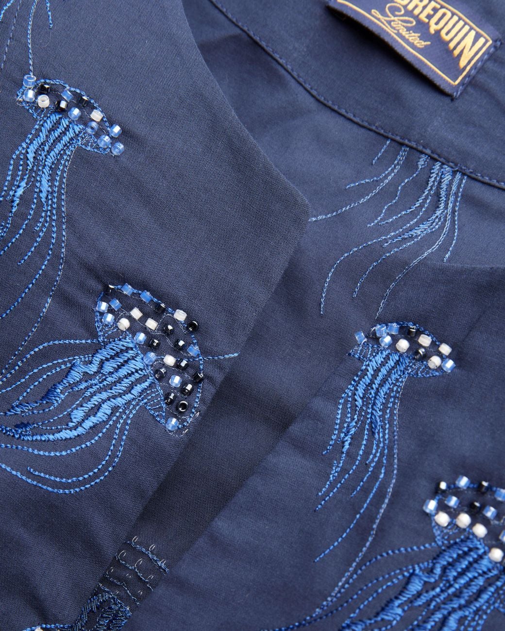 Vilebrequin Blue Embroidered Cotton Voile Cover-Up Beaded Jellyfish