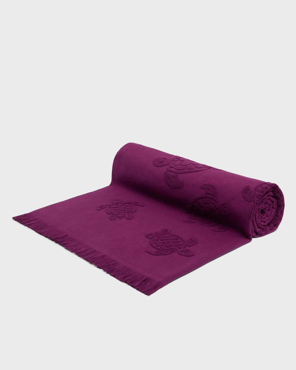 Vilebrequin Purple Beach Cotton Towel Turtles Jacquard