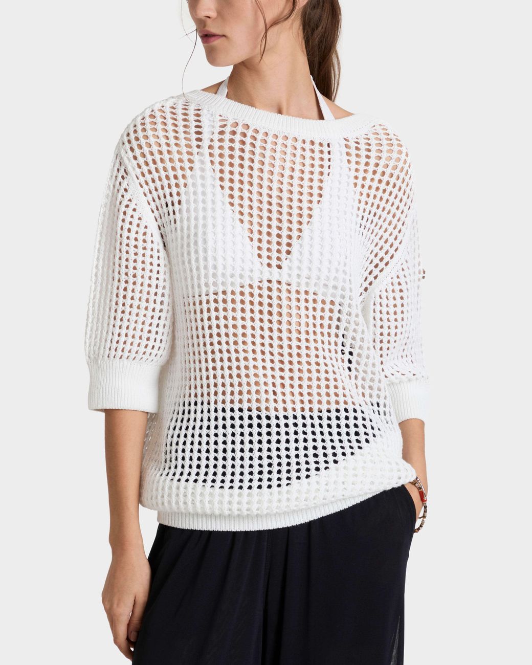 Vilebrequin White Crochet Sweater Solid