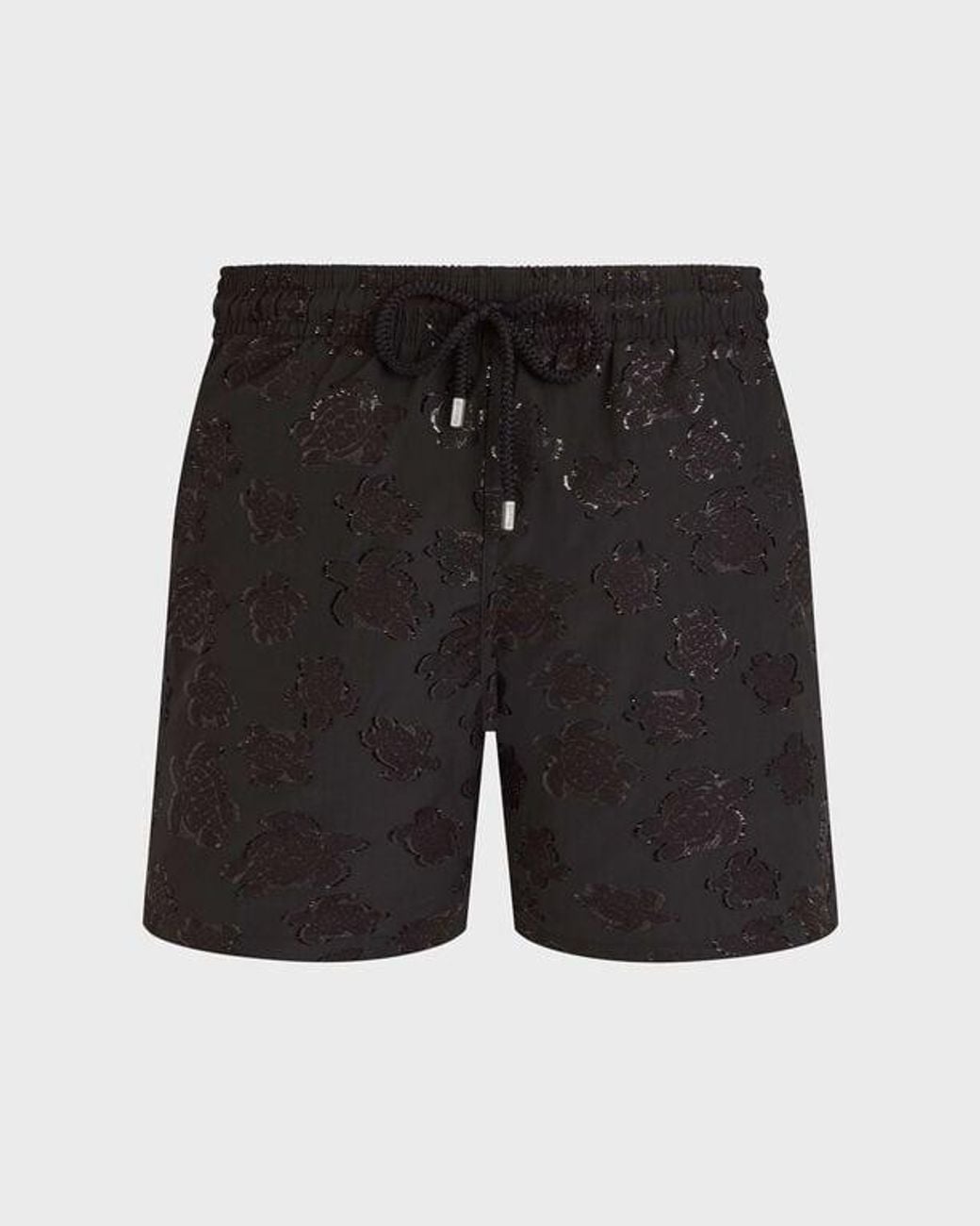 Vilebrequin Black Swim Shorts Ronde Des Tortues Jacquard Broché for men