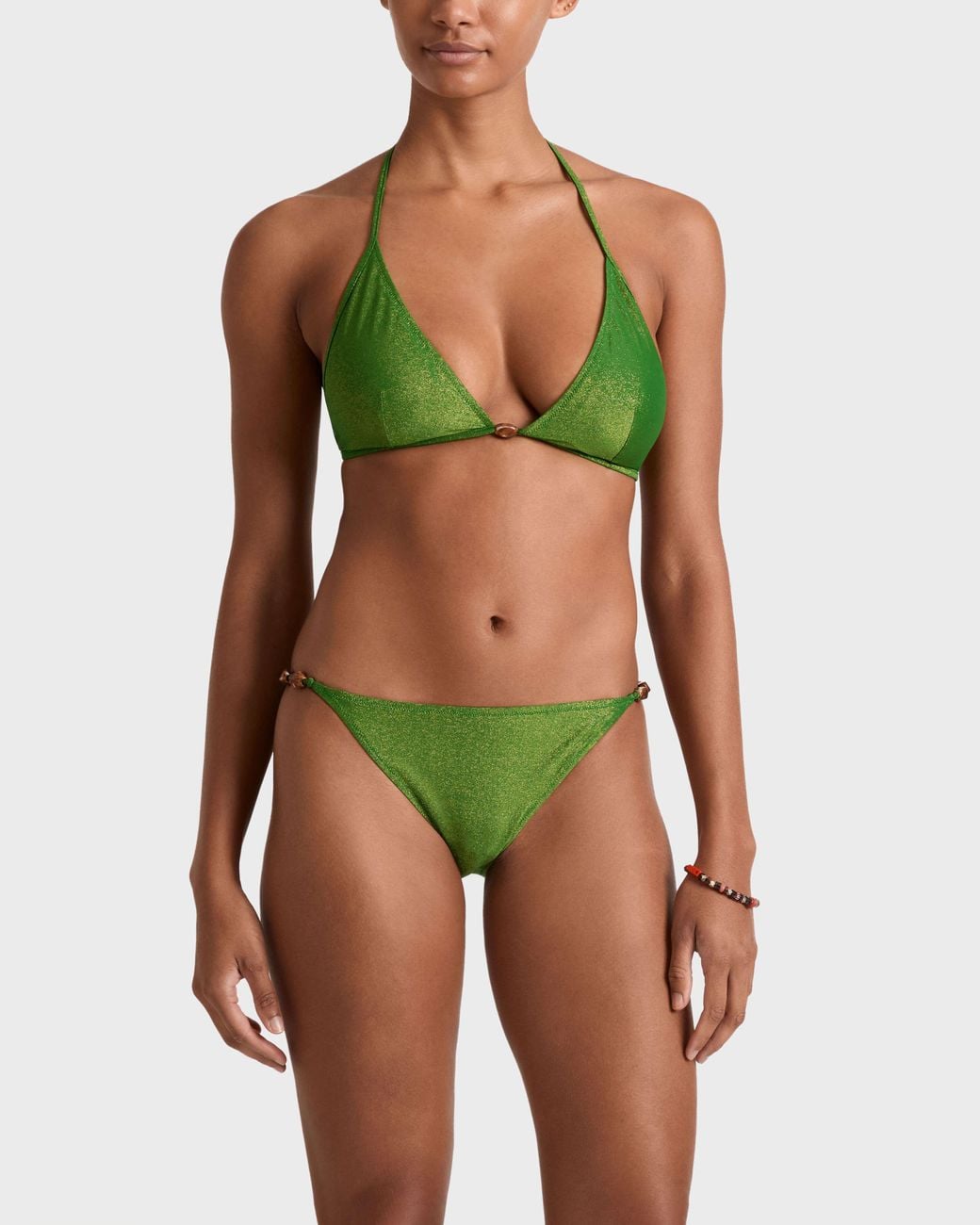 Vilebrequin Green Mini Brief Bikini Bottom Iridescent Jersey