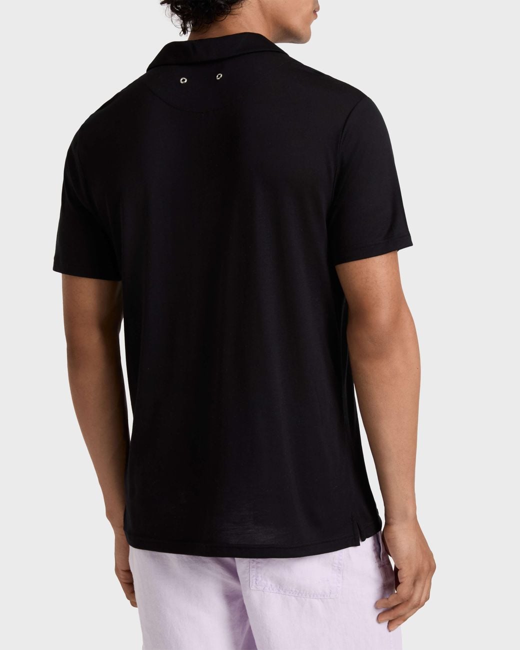 Vilebrequin Black Tencel Polo Shirt Solid for men
