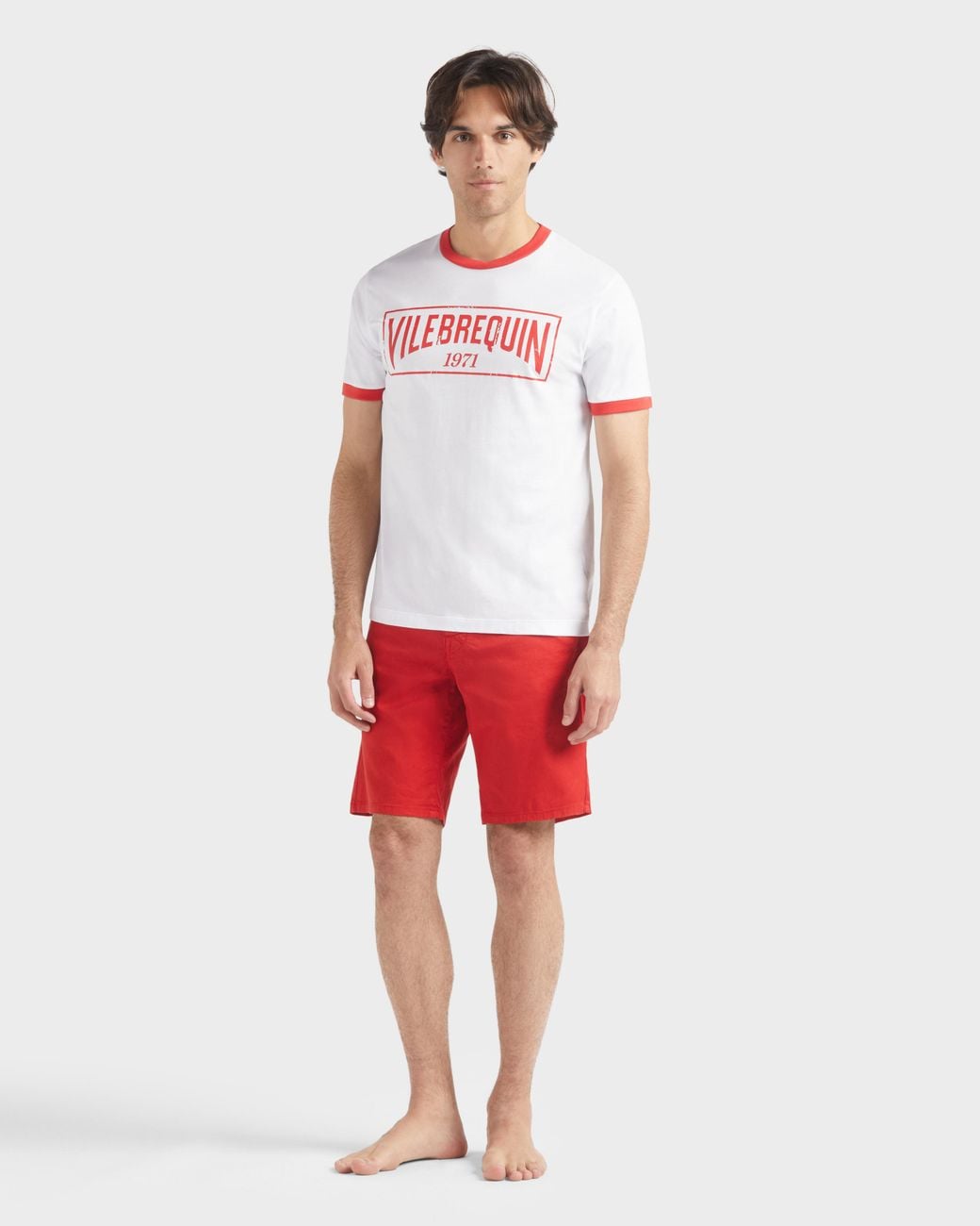 T-Shirt En Jersey De Coton Léger Logo Bicolore Homme Vilebrequin pour homme en coloris White