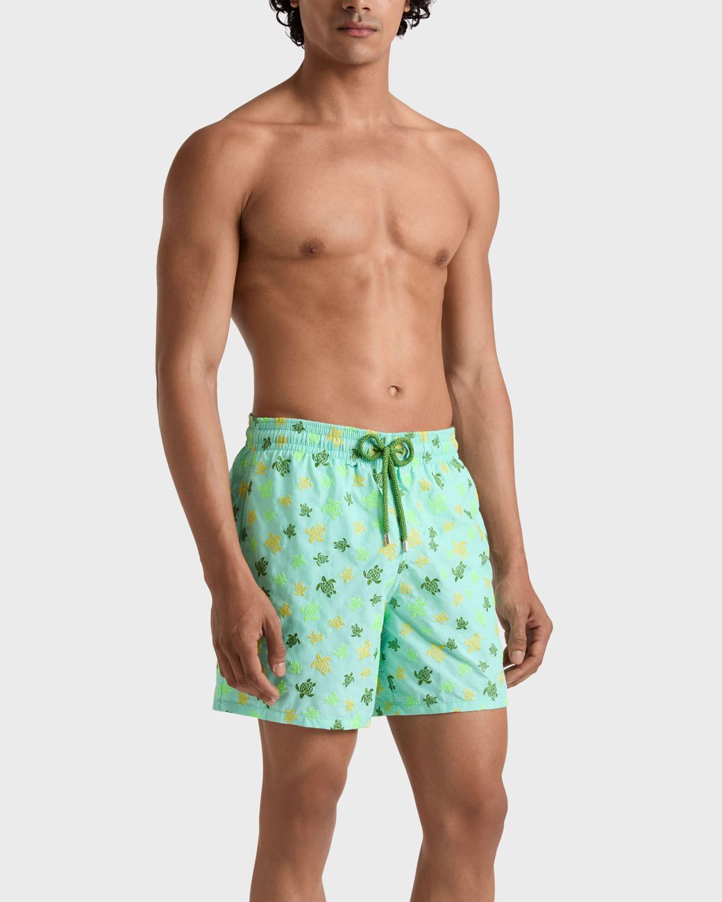 Vilebrequin Green Swim Shorts Embroidered Micro Ronde Des Tortues for men