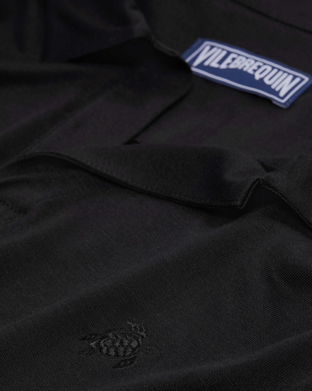 Vilebrequin Black Tencel Polo Shirt Solid for men