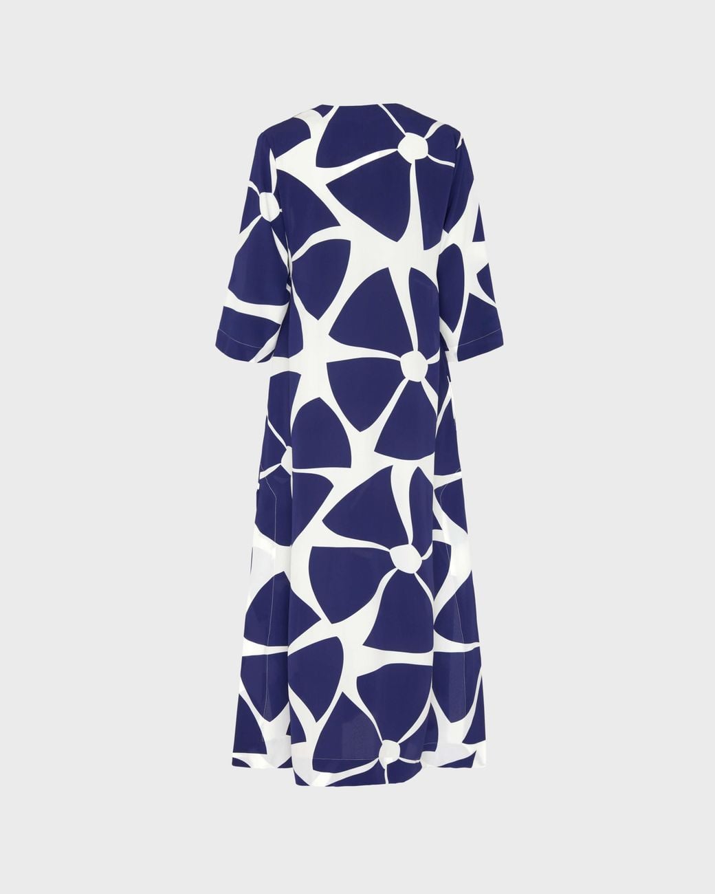 Vilebrequin Blue Long Silk Crepe De Chine Kaftan Big Flowers