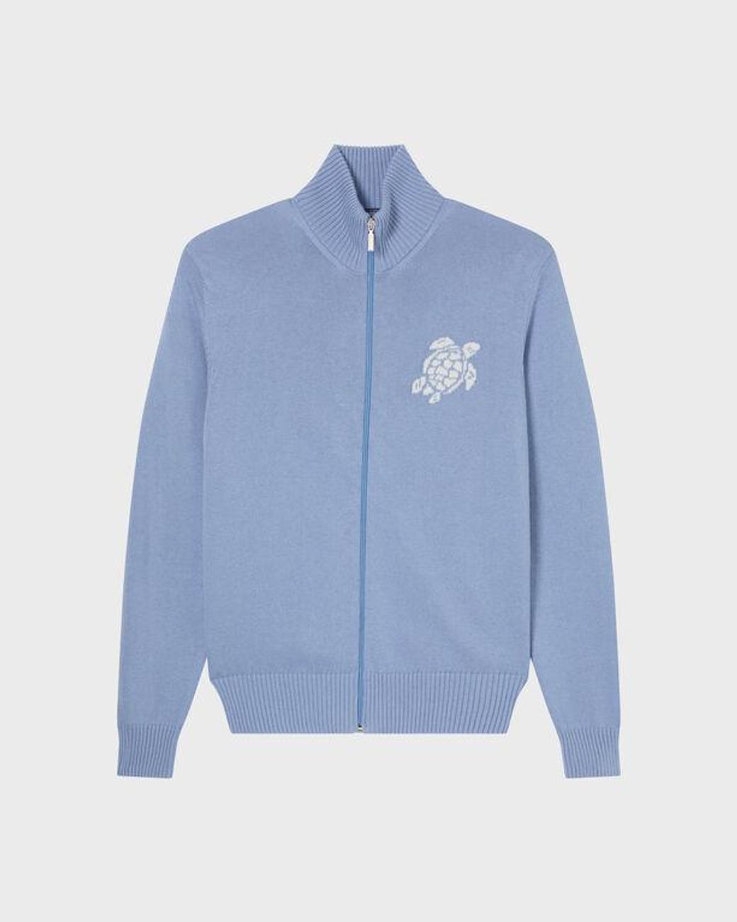 Vilebrequin Blue Cotton And Cashmere Full Zip Sweater Turtle for men
