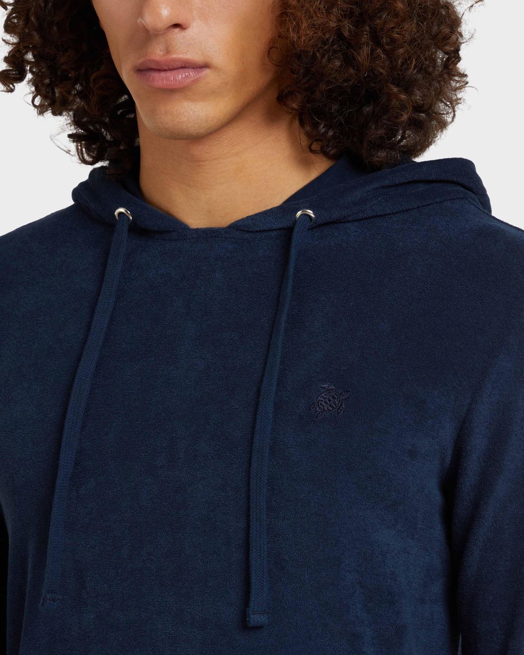 Vilebrequin Blue Terry Long-sleeves Hooded T-shirt for men