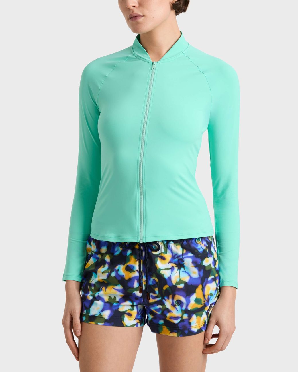 Vilebrequin Blue Zipped Long Sleeves Rashguard Top Solid