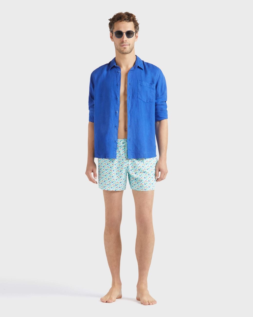 Vilebrequin Blue Stretch Short Swim Trunks Micro Ronde Des Tortues Rainbow for men