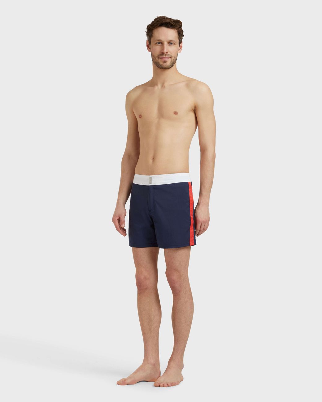 Vilebrequin Blue Stretch Swim Shorts Flat Belt Color Block for men