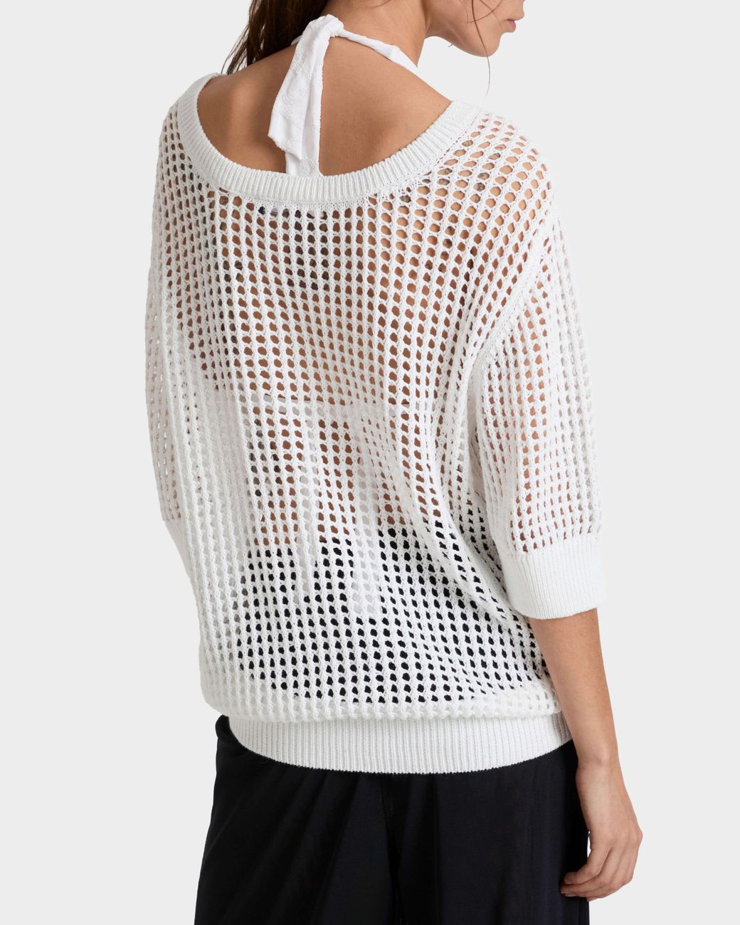 Vilebrequin White Crochet Sweater Solid