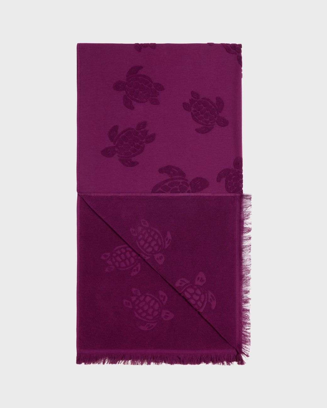 Vilebrequin Purple Beach Cotton Towel Turtles Jacquard