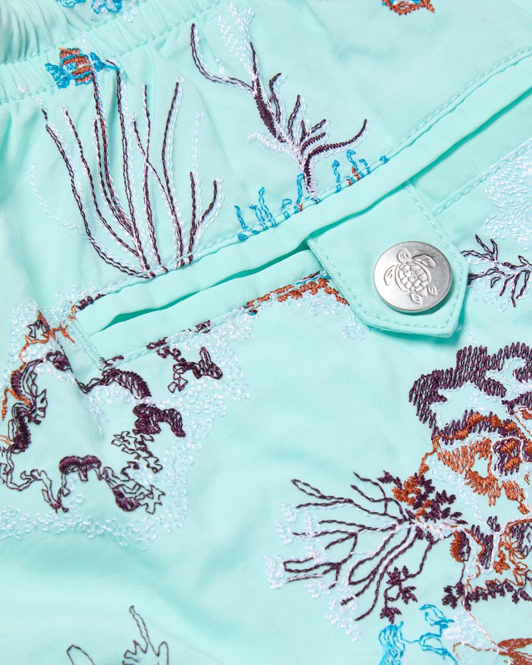 Vilebrequin Blue Embroidered Swim Shorts Coral Reef for men
