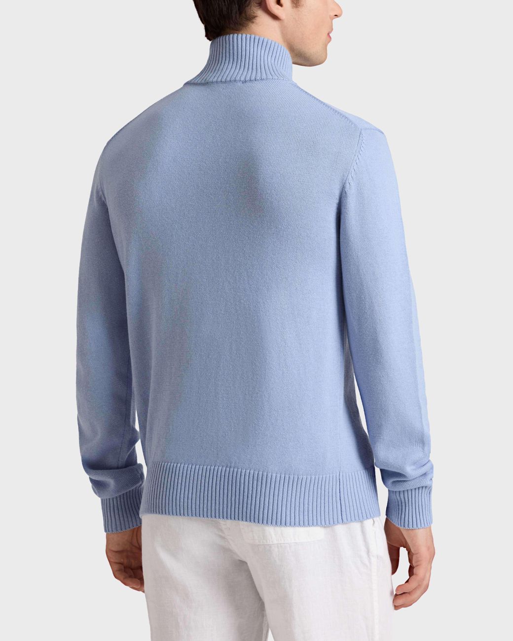 Vilebrequin Blue Cotton And Cashmere Full Zip Sweater Turtle for men