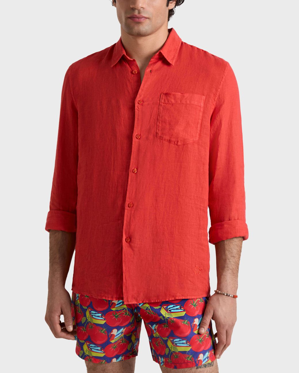 Vilebrequin Red Linen Shirt Solid for men