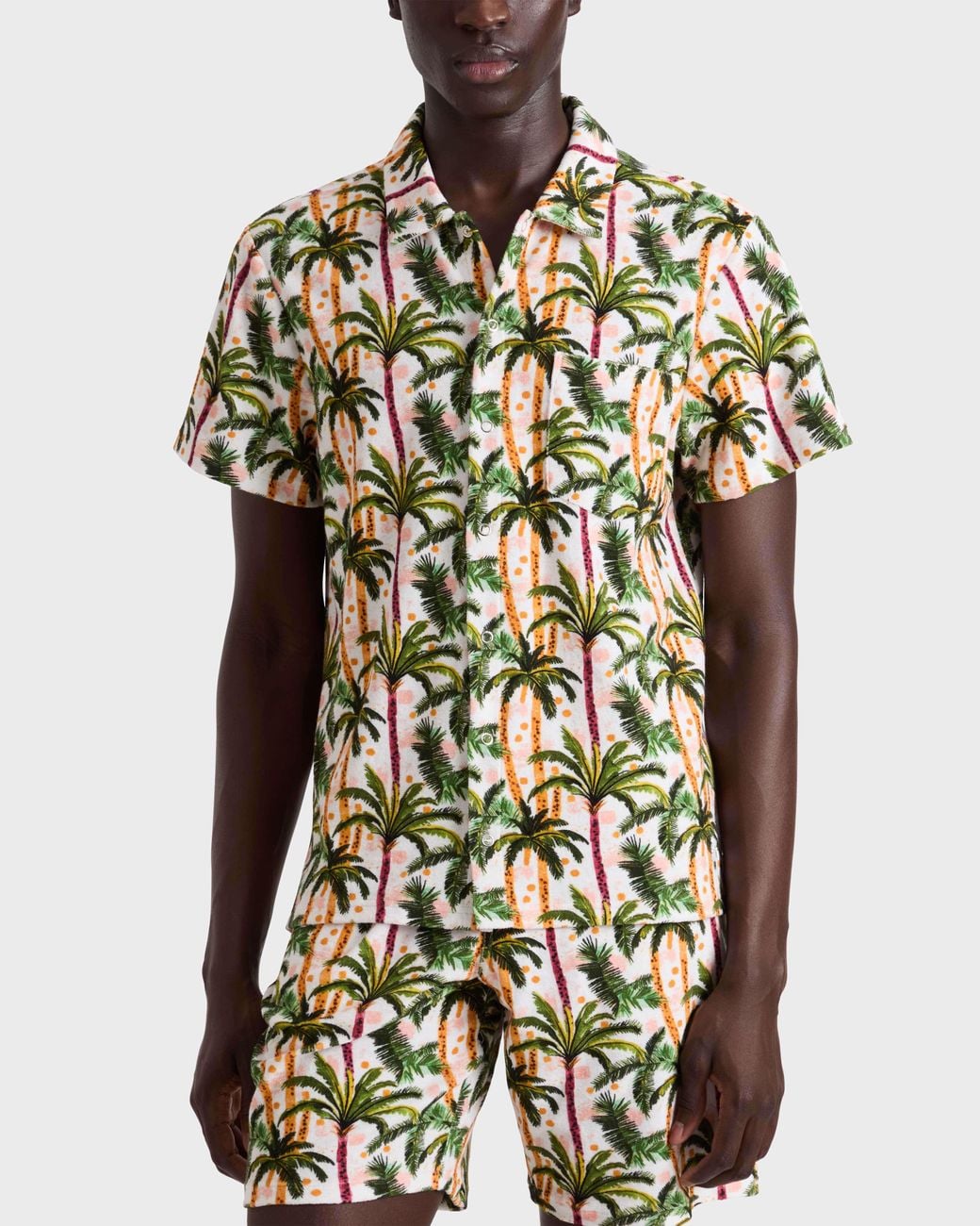 Vilebrequin White Terry Bowling Shirt Brazil Jungle for men