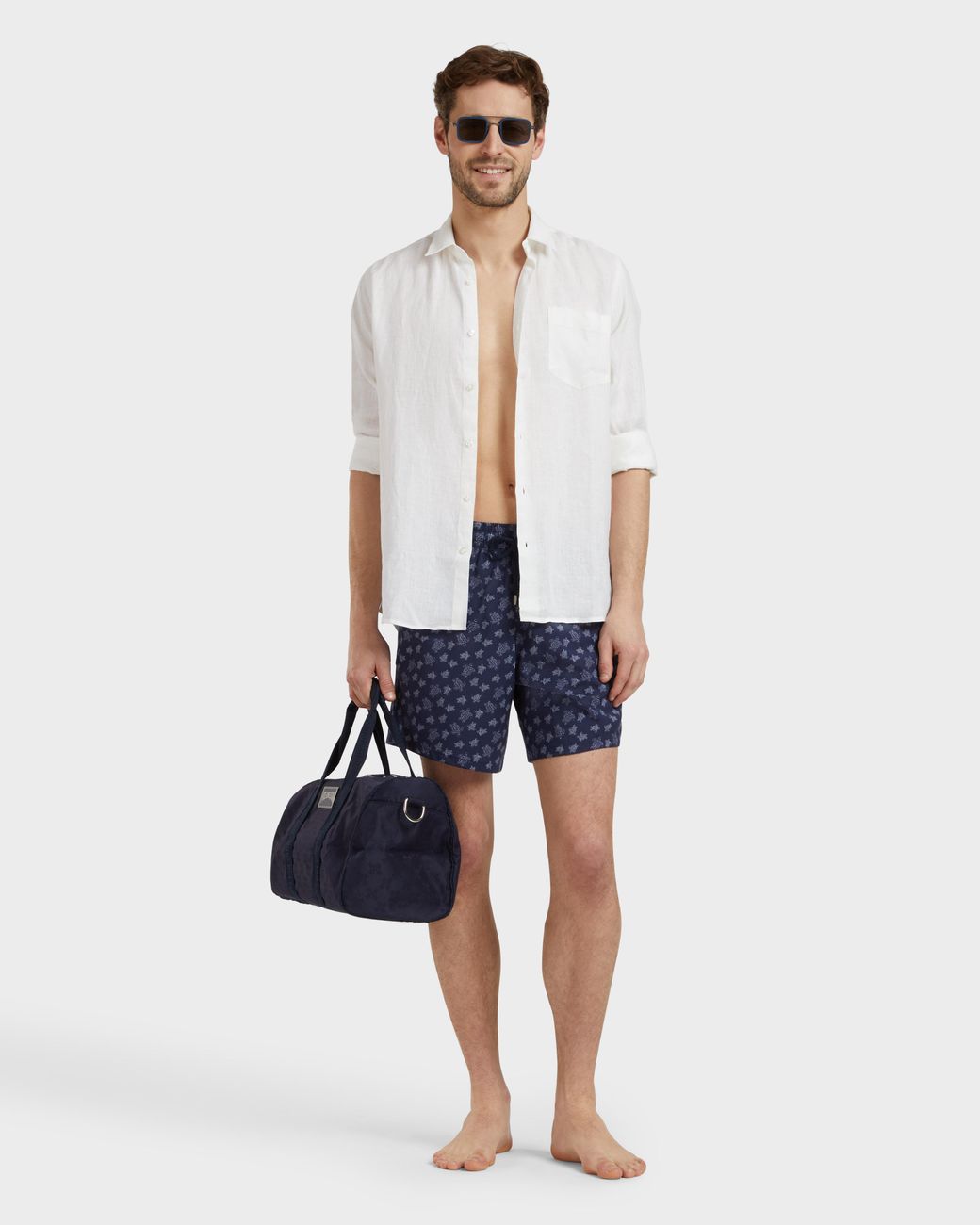 Vilebrequin Blue Ultrafine Wool Swim Shorts Ronde Des Tortues for men