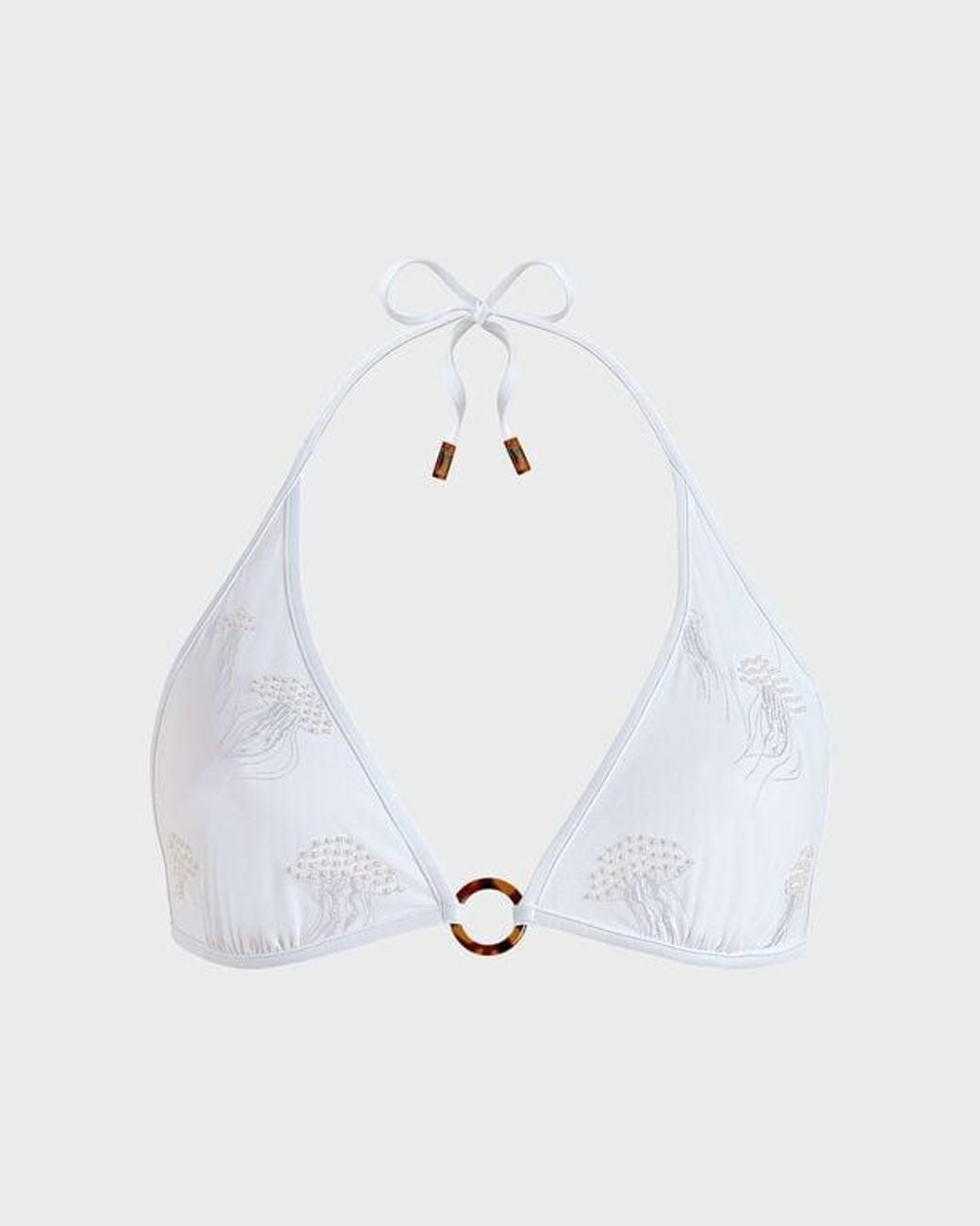 Vilebrequin White Embroidered Triangle Bikini Top Beaded Jellyfish