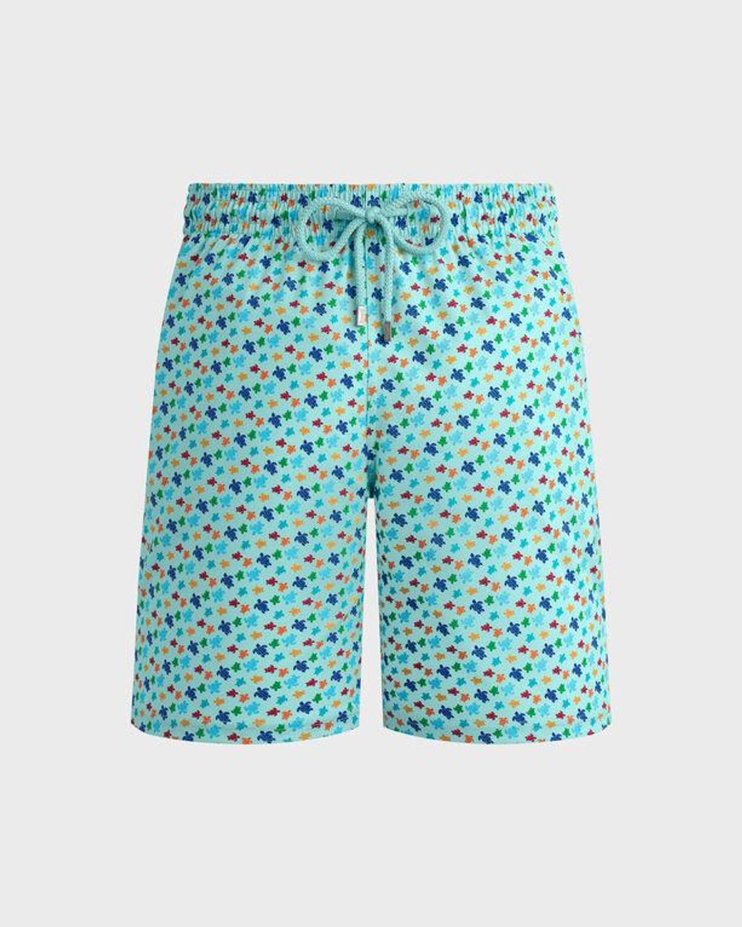 Vilebrequin Blue Long Stretch Swim Trunks Micro Ronde Des Tortues Rainbow for men