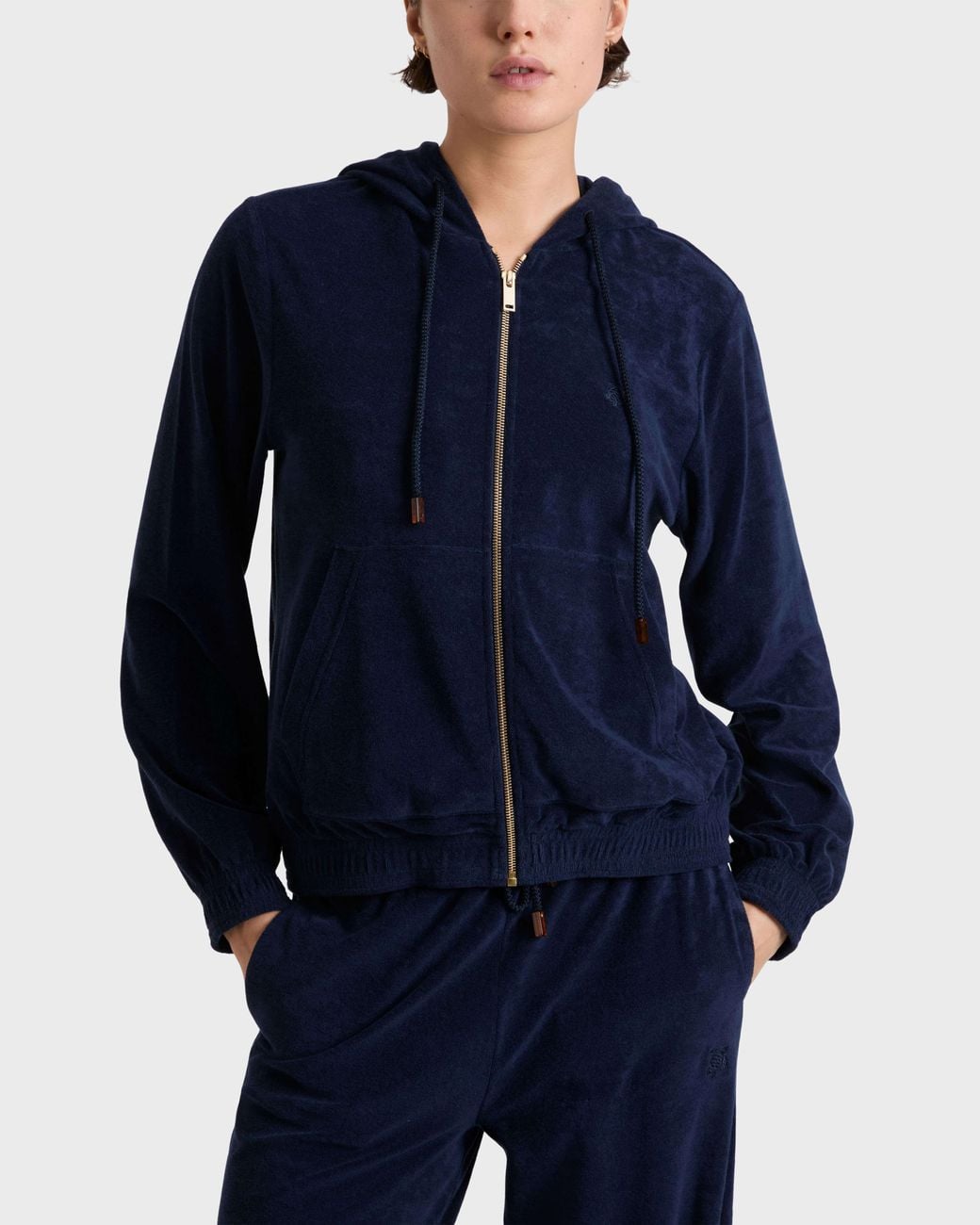 Vilebrequin Blue Terry Full Zip Hoodie Solid