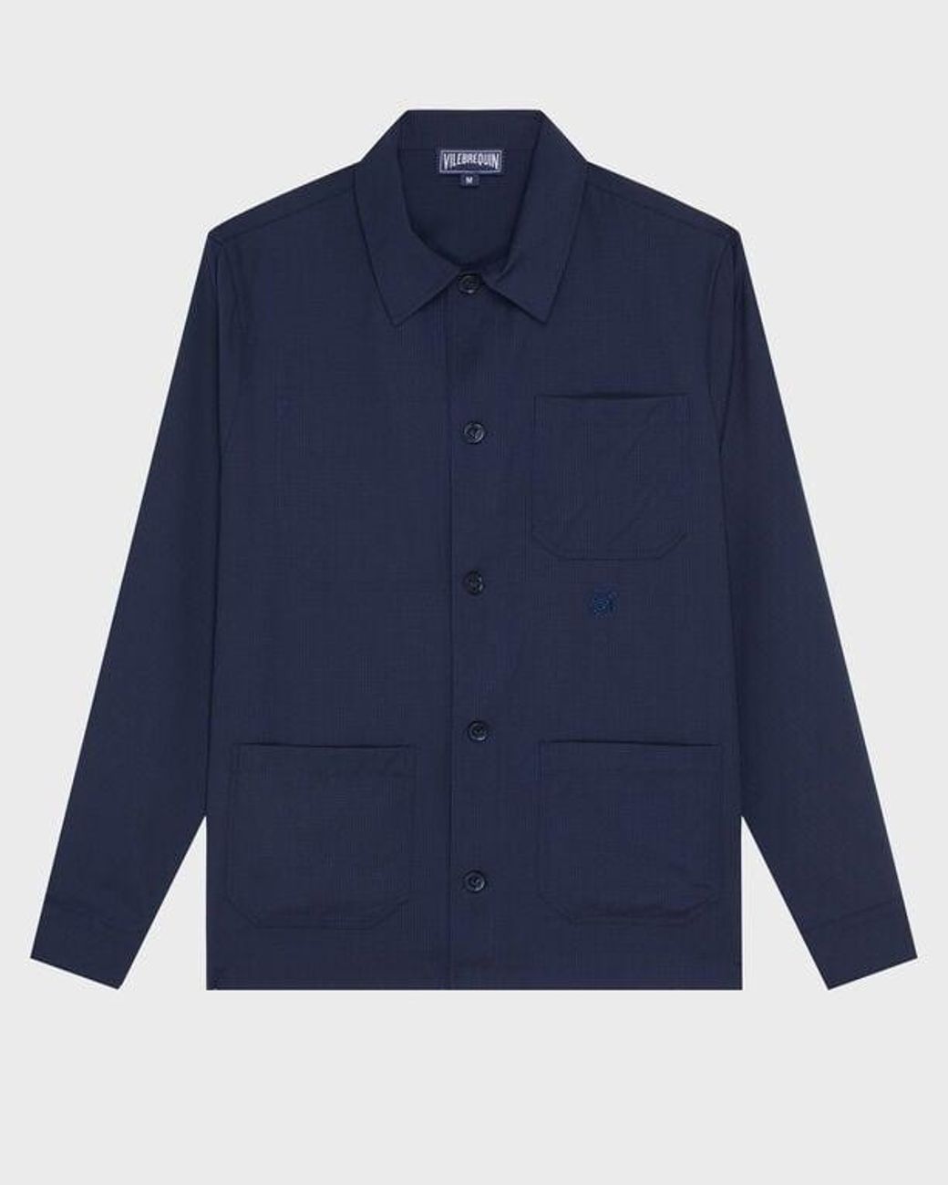 Vilebrequin Blue Wool Overshirt Micro Carreaux for men