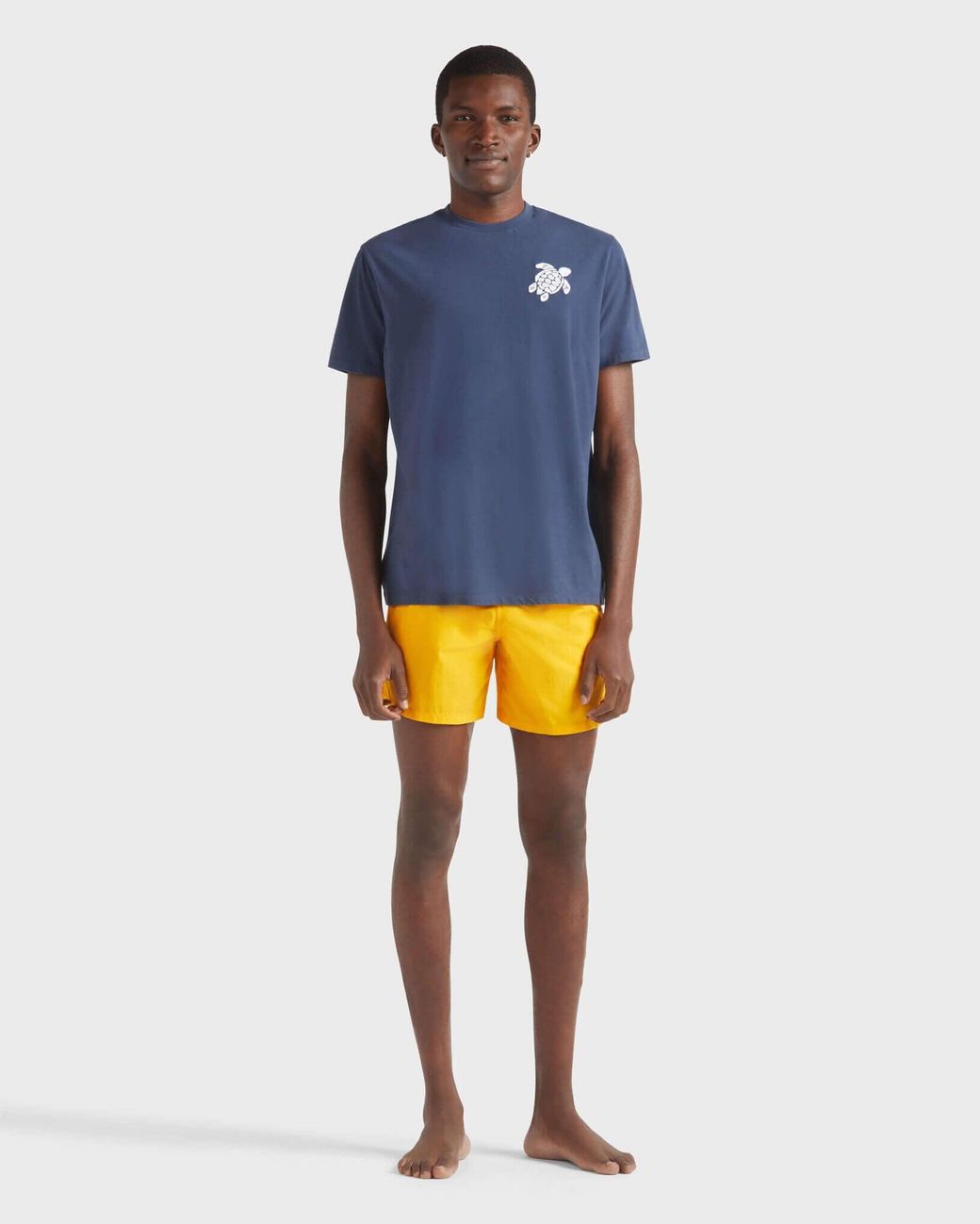 Vilebrequin Blue Organic Cotton T-Shirt Embroidered Turtle for men