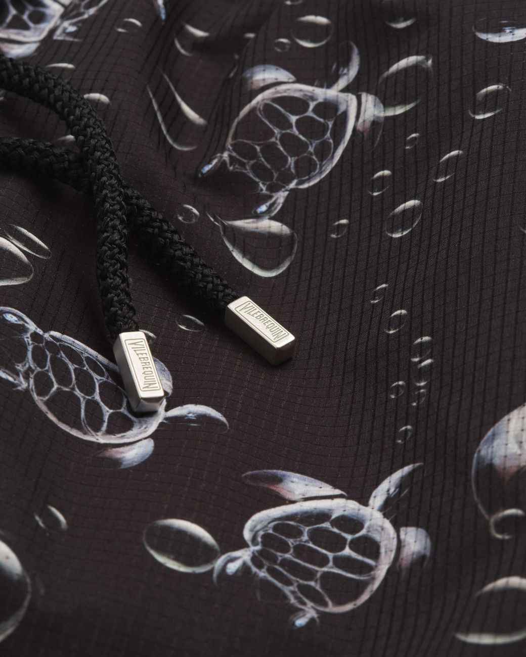 Vilebrequin Black Micro-Perforated Ultra-Light And Packable Swim Shorts Bubble Turtles 3D for men