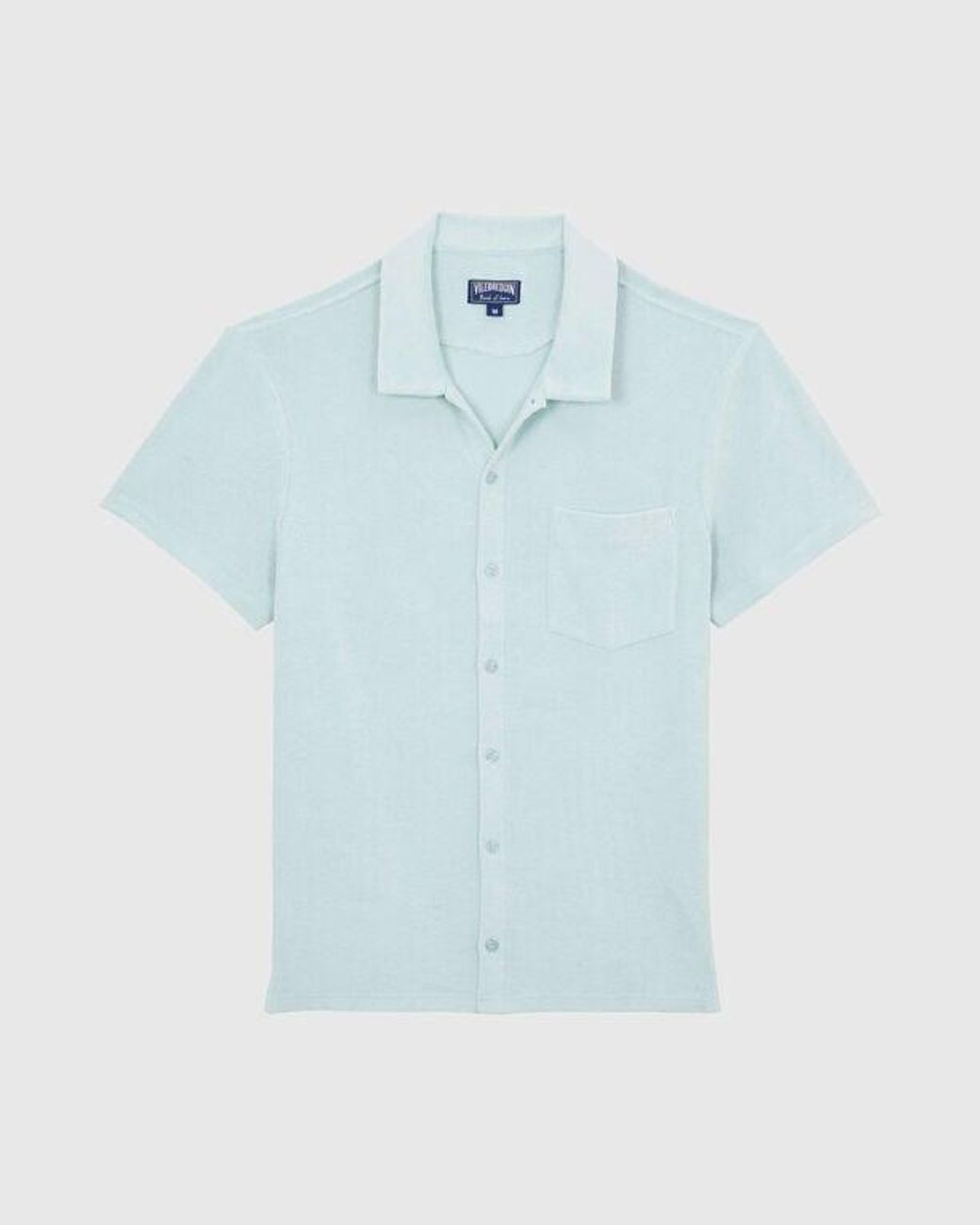 Vilebrequin Blue Terry Bowling Shirt Solid for men