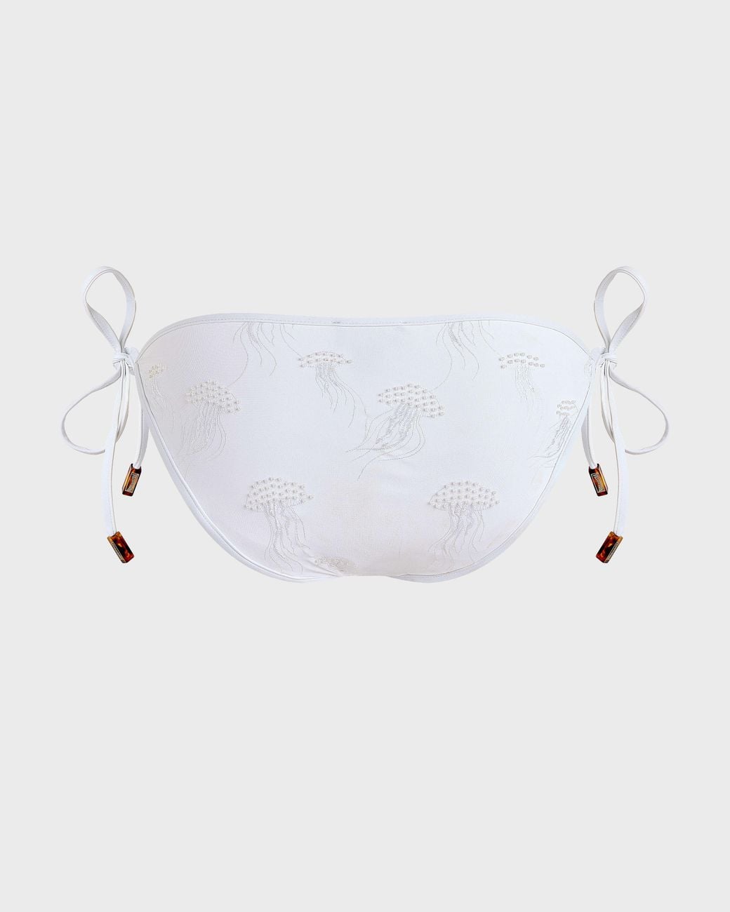Vilebrequin White Embroidered Side-Tie Bikini Bottom Beaded Jellyfish