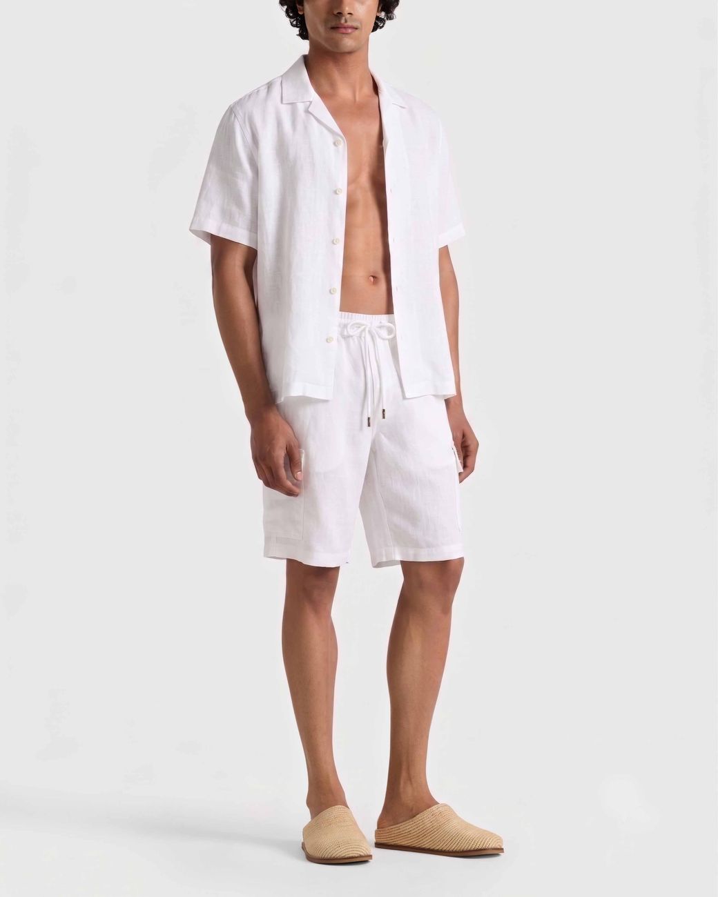 Vilebrequin Blue Linen Bermuda Shorts Cargo Pockets for men