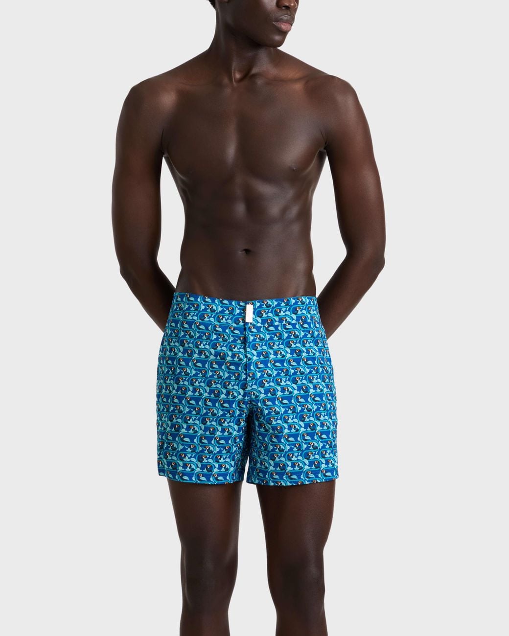 Vilebrequin Blue Stretch Short Flat Belt Swim Shorts Toucana for men