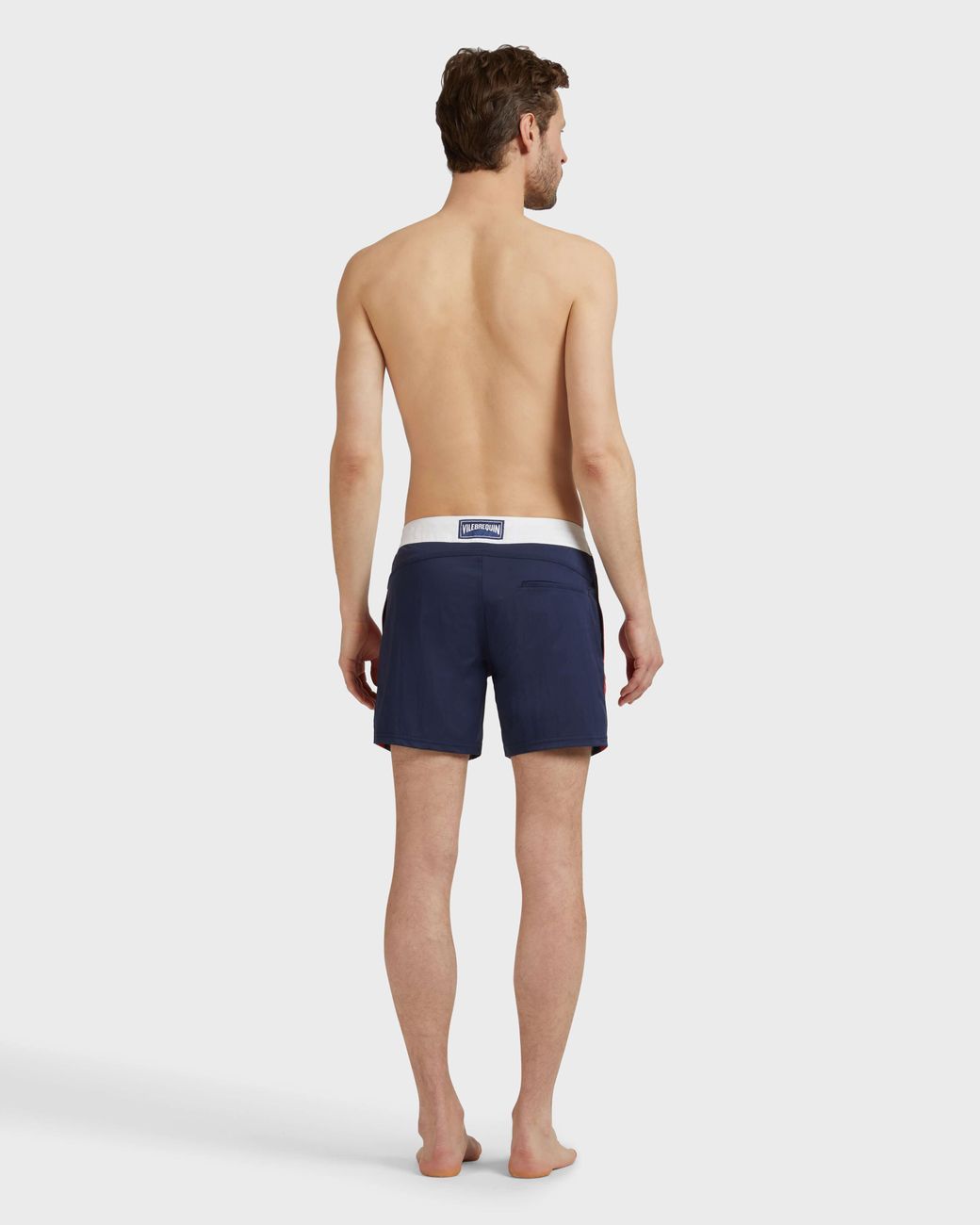Vilebrequin Blue Stretch Swim Shorts Flat Belt Color Block for men