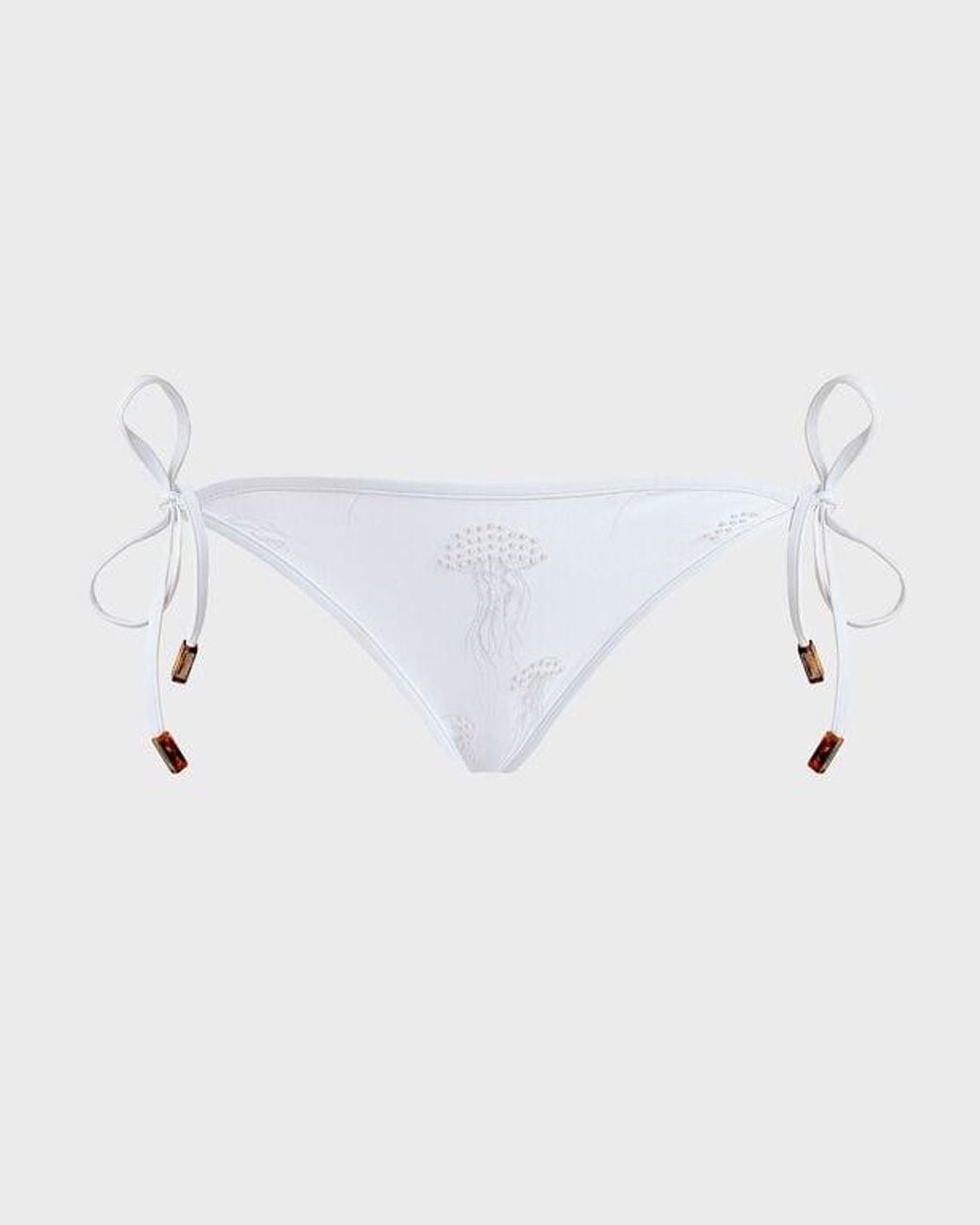Vilebrequin White Embroidered Side-Tie Bikini Bottom Beaded Jellyfish