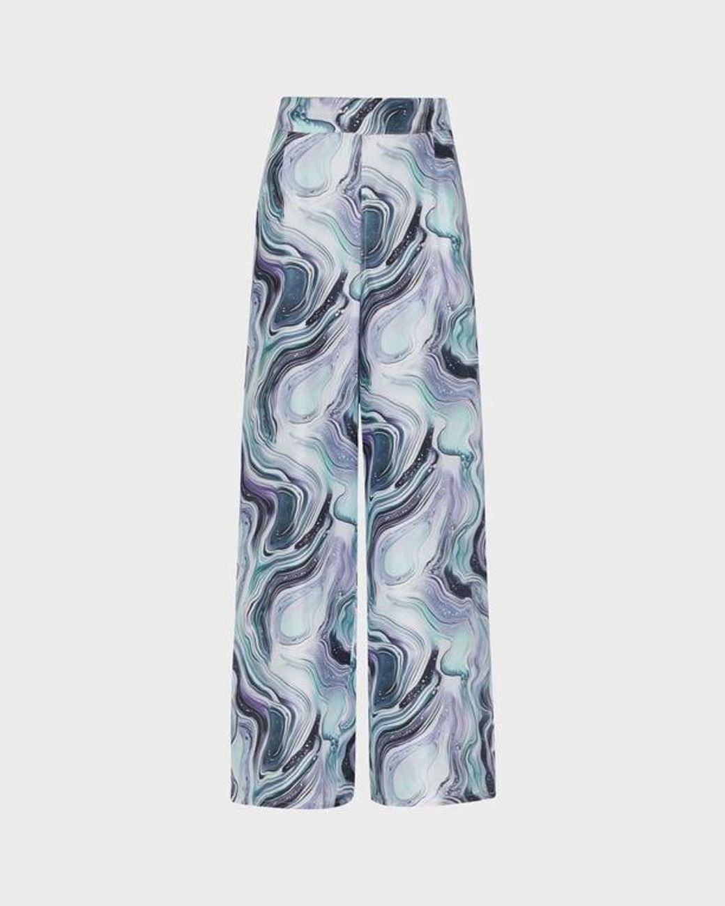 Vilebrequin Blue Wide-Leg Silk Pants Marble